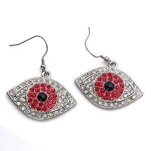 E141 | Red Evil Eye Rhinestone Earrings